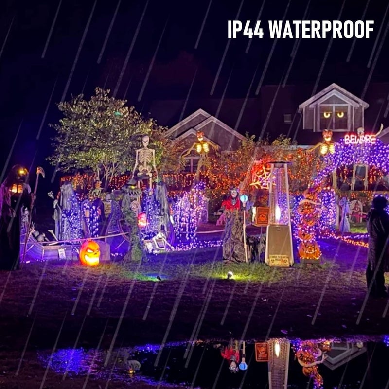 FUNPENY 164FT 500 LED Halloween Lights, 8 Modes Waterproof Plug in String Lights for Halloween Indoor Outdoor Yard Party Wedding Garden Home Decorations (Purple & Orange) - Image 3